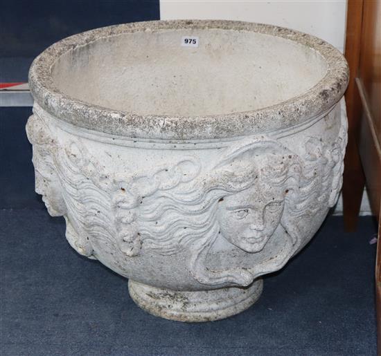 A composition stone Medusa head urn W.53cm